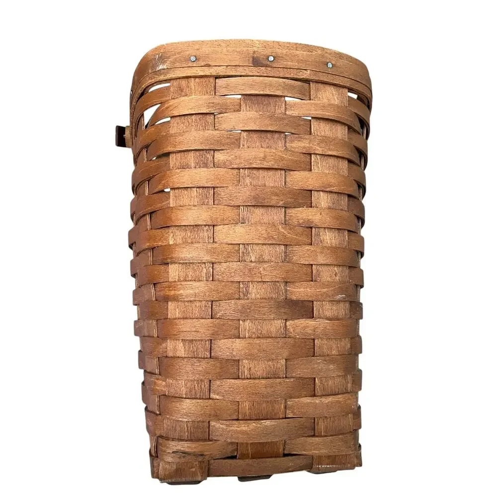 Vntge Longaberger Handwoven Maple Wood Basket Brown Farmhouse Rustic Traditional